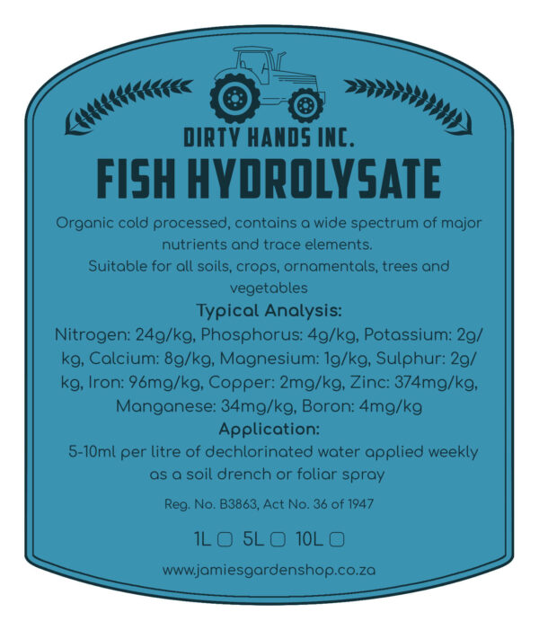 Dirty Hands Inc Fish Hydrolysate Label